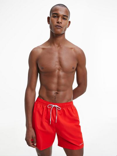 Calvin Klein Fürdőruha HU653596 | Calvin Klein Logo Ties Medium Drawstring Férfi Úszónadrág Piros
